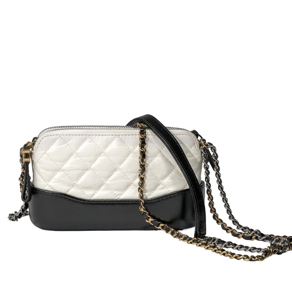 Chanel Gabrielle Double Zip Clutch with Chain Quilted Aged Calfskin